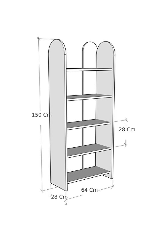 Dekoratif 5 Raflı Kitaplık Modern Kitaplık Kütüphane Organizer