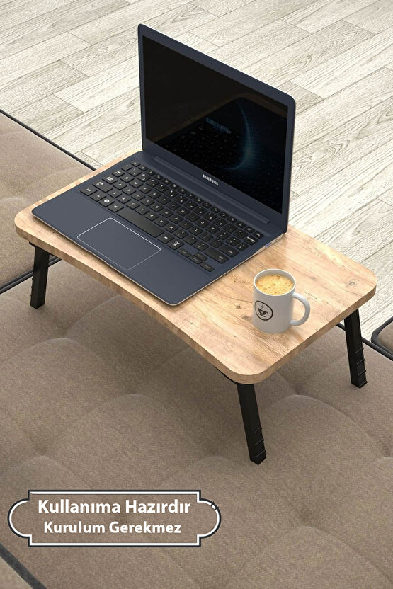 Laptop Sehpası Seyyar Kahvaltı Masası Katlanır Çalışma Sehpası Atlantik Çam