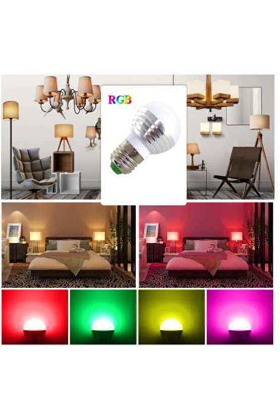 5 Watt Kumandalı Rgb Led Ampul Beyaz Işıklı Dim Edilebilir