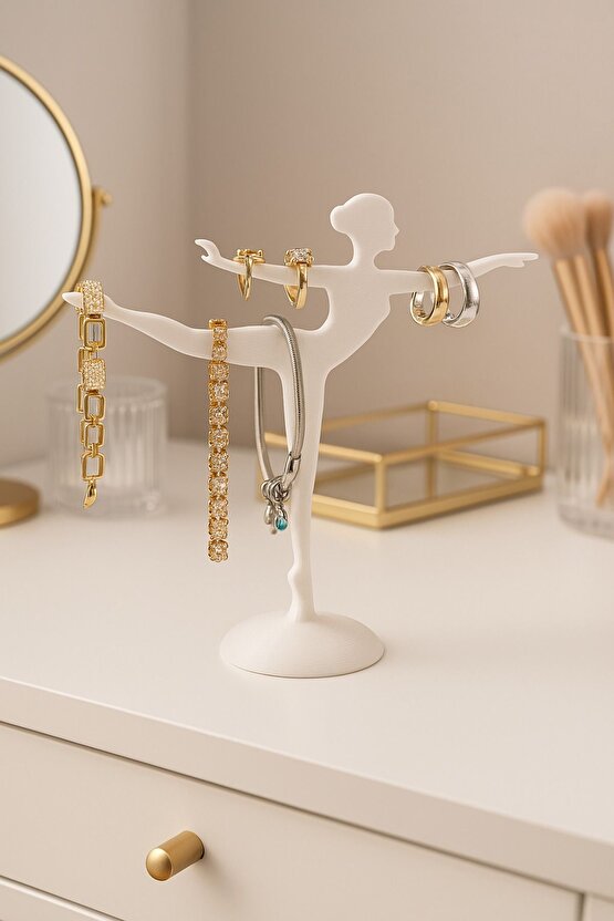 Dekoratif Balerin Tasarımlı Takı Standı, Düzenleyici, YüzükKüpeKolyeTakı Askılığı - Sert Plastik