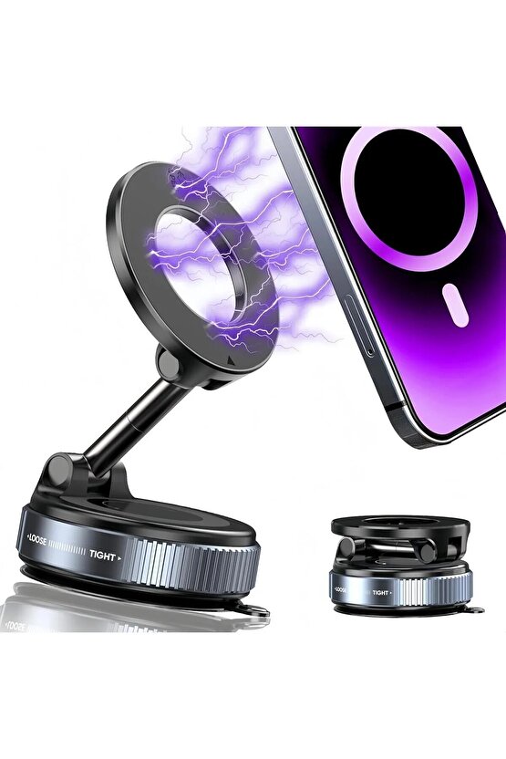 360 Dönebilen Ayarlanabilir Araç Içi Tutucu Kullanılabilen Vakumlu K007 Magsafe Telefon Tutucu