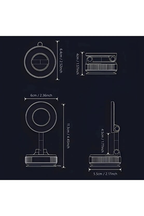 360 Dönebilen Ayarlanabilir Araç Içi Tutucu Kullanılabilen Vakumlu K007 Magsafe Telefon Tutucu