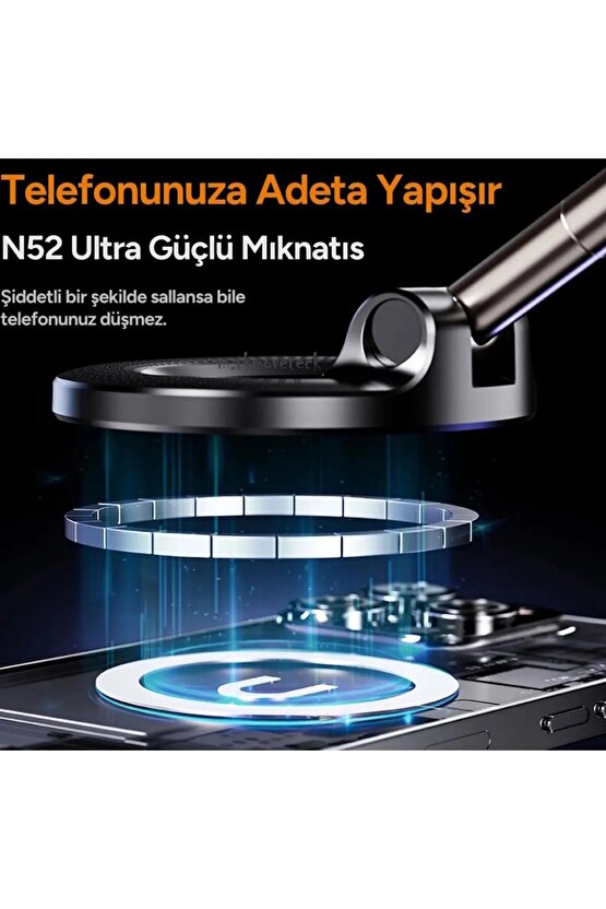 360 Dönebilen Ayarlanabilir Araç Içi Tutucu Kullanılabilen Vakumlu K007 Magsafe Telefon Tutucu