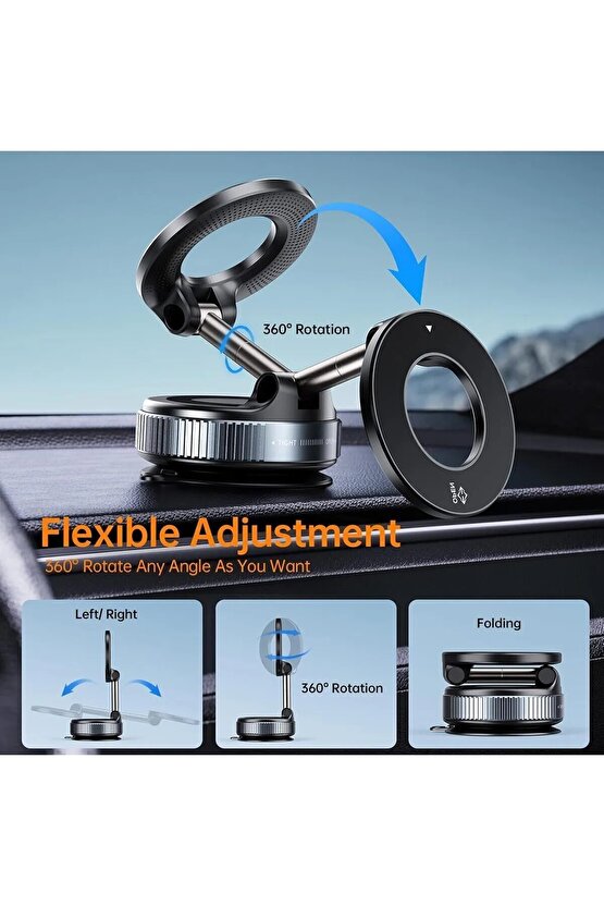 360 Dönebilen Ayarlanabilir Araç Içi Tutucu Kullanılabilen Vakumlu K007 Magsafe Telefon Tutucu