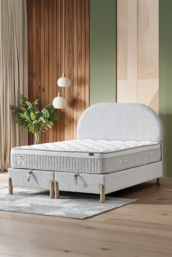 Bohem Plus Çift Kişilik Konfor Seti – Pocket Yaylı Yatak + Sandıklı Baza + Başlık