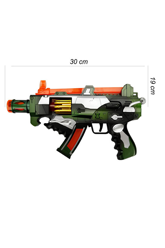 Pilli Işıklı Sesli Oyuncak Taramalı Silah - Gerçekçi Asker Macerası