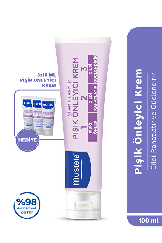 Bebek Pişik Önleyici Koruyucu Doğal Kökenli Bakım Kremi 100ml Seyahat Boy 3x10ml Hediyeli 130 ml