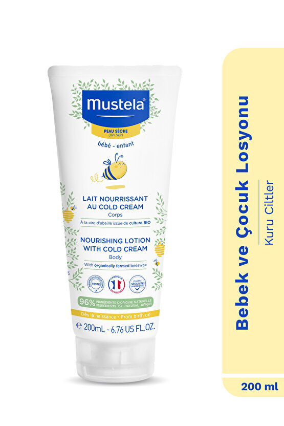 %96 Doğal Içerikli Kuru Cilt Cold Cream Içeren Besleyici Nemlendirici Vücut Losyon Bebek Çocuk 200ml
