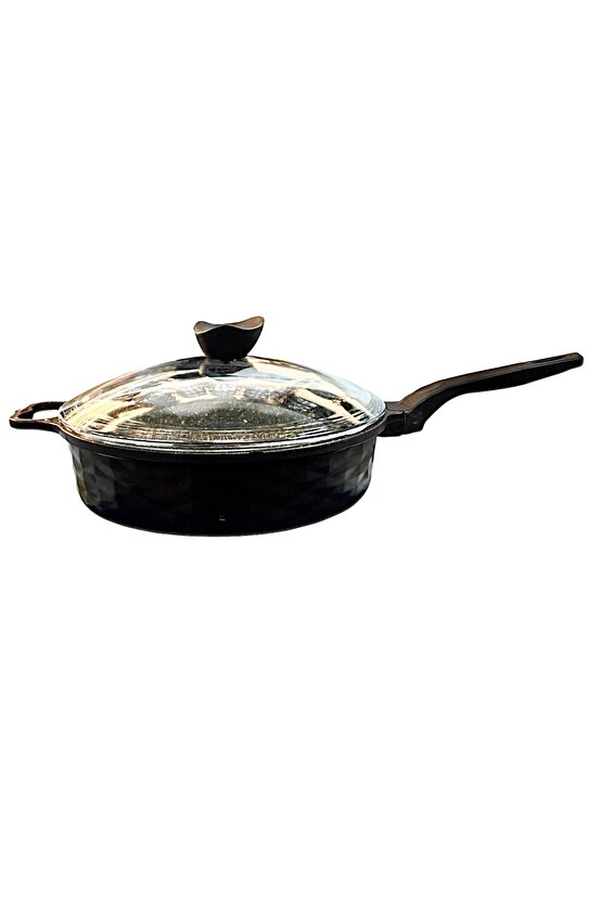 Döküm Granit Cam Kapaklı Tava