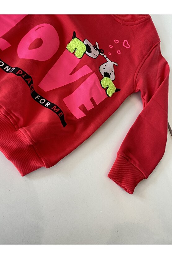 Koyu Pembe Baskılı Bilekleri Ve Boyun Kısmı Lastikli Sweat