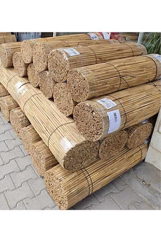 1m X 5m Hasır Kamış Çit Bambu Gölgelik Bahçe Dekor Misina Örgü Kamış