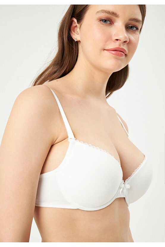 Ekru Ersk121 Tulıp Badem Yarı Push-Up Tek Sütyen