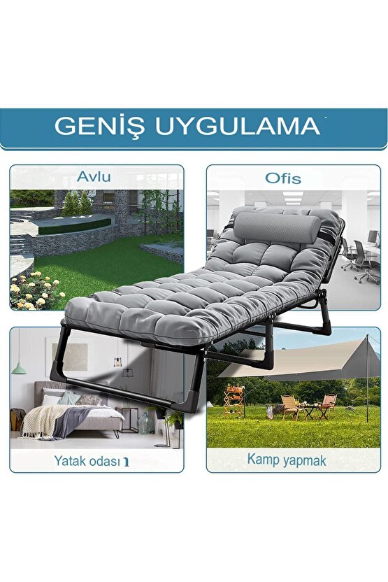 Minderli Şezlong Katlanır Şezlong Plaj Şezlongu, Portatif Kamp Ve Bahçe Şezlongu Dinlenme Koltuğu