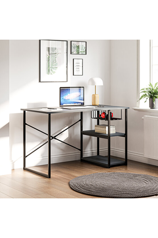 Çalışma Masası Telli Raflı Ofis Laptop Bilgisayar Masası