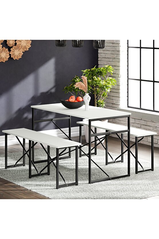 Masa Takımı Bench Bank Masa Seti 120x60 Masa Mutfak Masası Yemek Masası