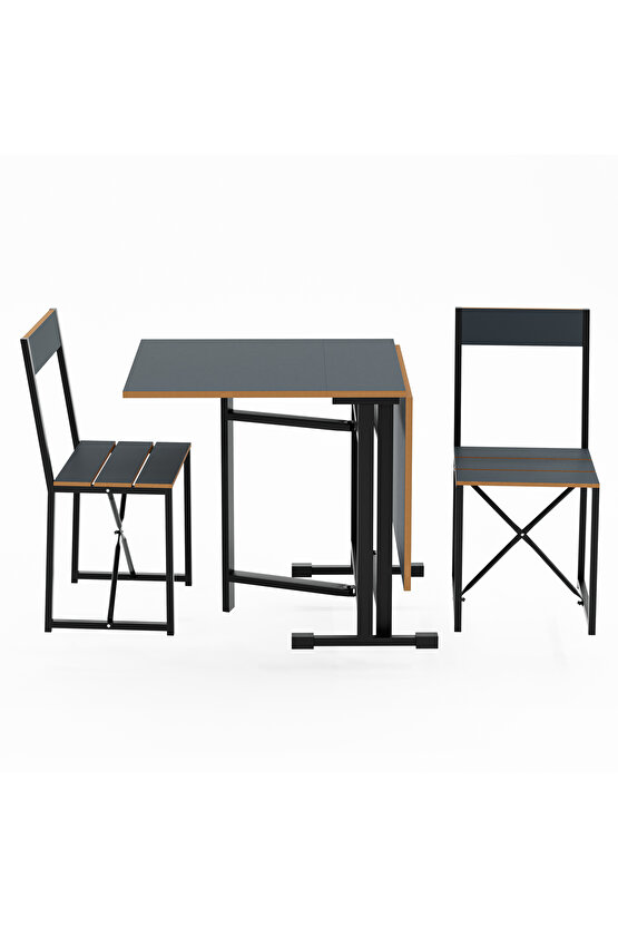 Katlanır Mutfak Masa Sandalye Takımı Füme 1448