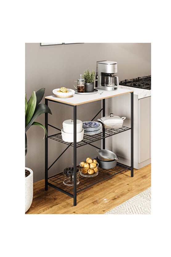 Çok Amaçlı Mutfak Rafı Bangosu Masa Geniş Beyaz 1440