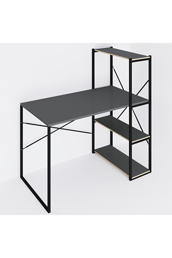 Kitaplıklı Çalışma Masası Bilgisayar Ofis Masası Füme 1423