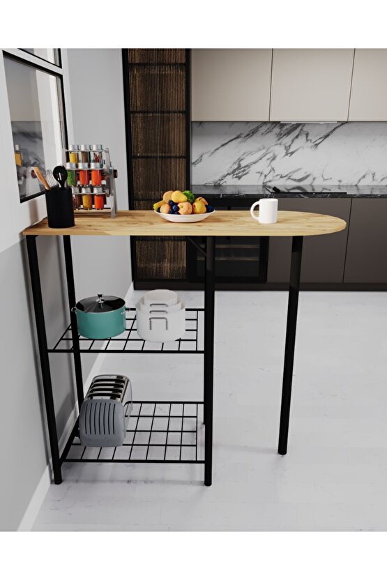 Mutfak Bar Masa Sandalye Takımı Katlanır Döşemeli Bar Sandalye 2 Kişilik Çam 1313
