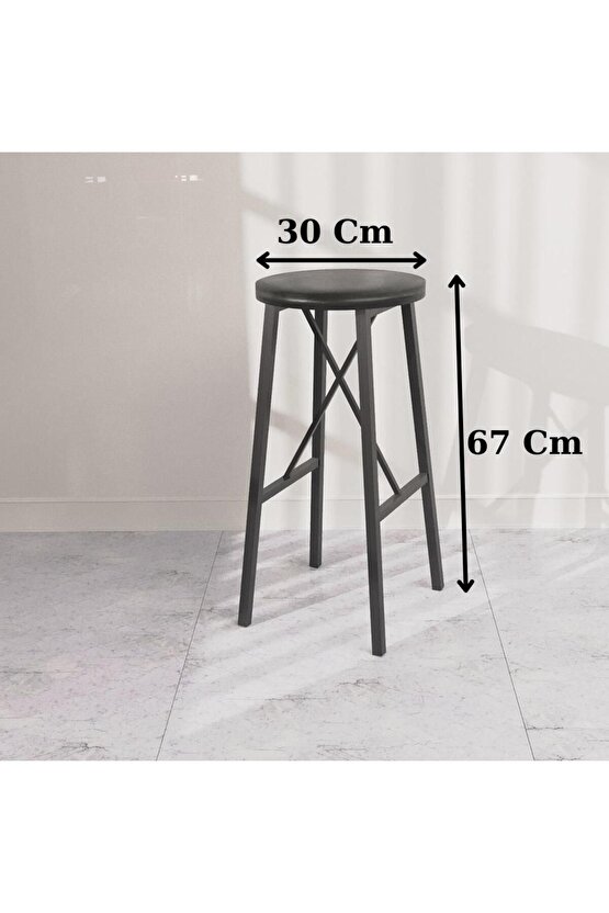 Siyah Döşemeli Bar Sandalyesi Bar Taburesi Mutfak Sandalyesi 1305