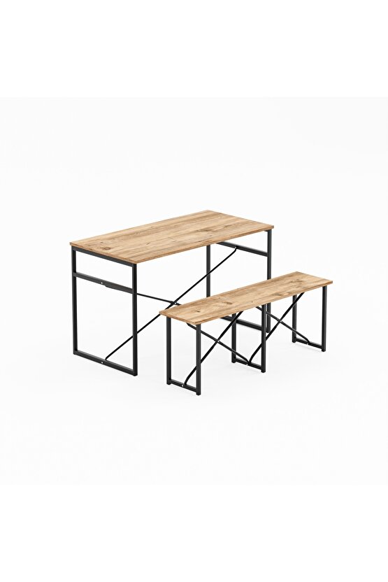 Masa Takımı Bench Bank Masa Seti 120x60 Masa Mutfak Masası Yemek Masası 1228