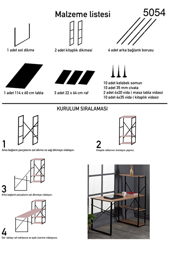 Kitaplıklı Çalışma Masası Bilgisayar Ofis Masası 1003