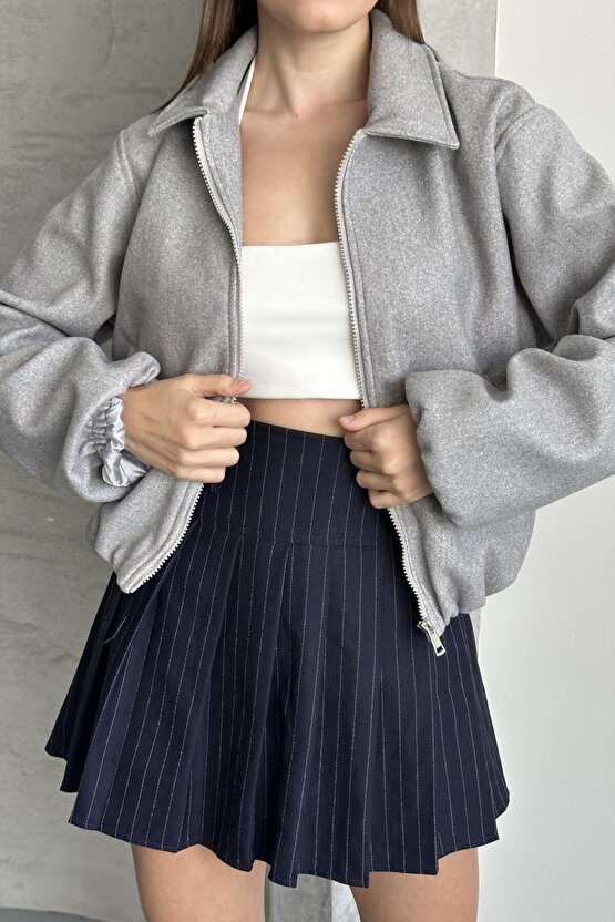 Kadın Oversize Bomber Ceket – Yumuşak Kaşe Dokulu, Mevsimlik, Casual Polar Mont