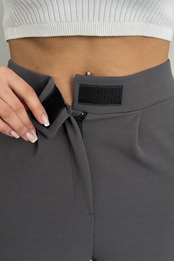 Likralı Cırtlı Kadın Palazzo Pantolon – Cesur Tarz, Yüksek Bel, Rahat Kesim