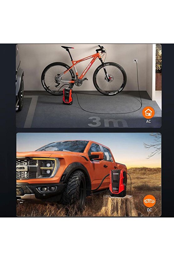 KB220 12Volt220Volt 150 PSI Dijital Basınç Göstergeli Lastik Şişirme Pompası