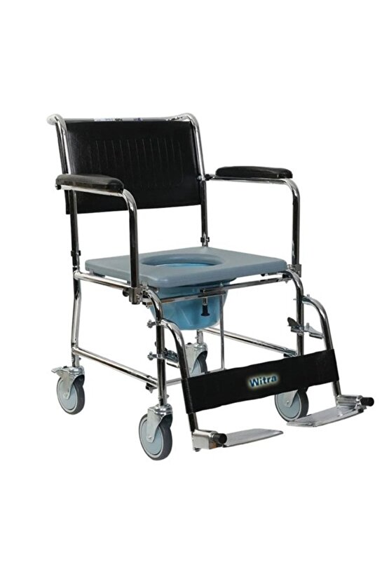 Klozetli Tuvaletli Tekerlekli Sandalye Engelli Hasta Banyo Tuvalet Sandalyesi