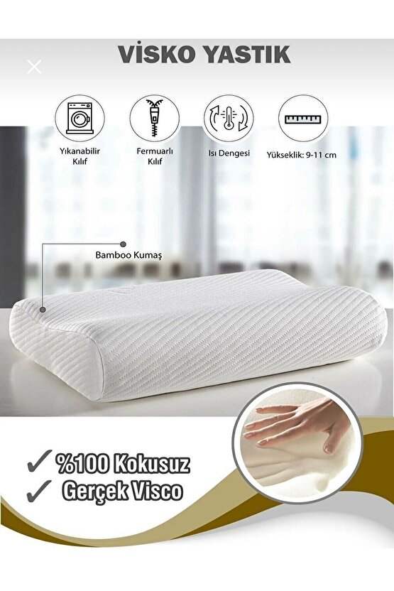 Ortopedik Visco Yastık Boyun Hobistan Düzleşmesi Destekli Lüks Ortopedik Yastık