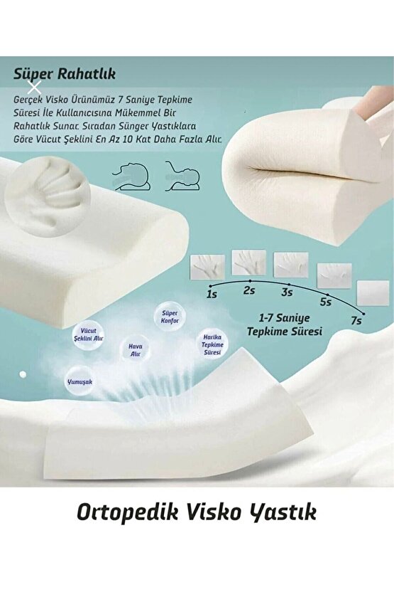 Ortopedik Visco Yastık Boyun Hobistan Düzleşmesi Destekli Lüks Ortopedik Yastık