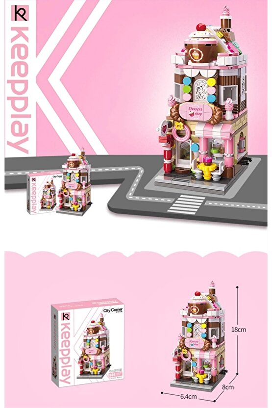 Mikro Blok Pasta Dükkanı 344 Parça - Lego Setleri - Keeppley Mini Lego - Dükkan Lego - Keeppley Lego