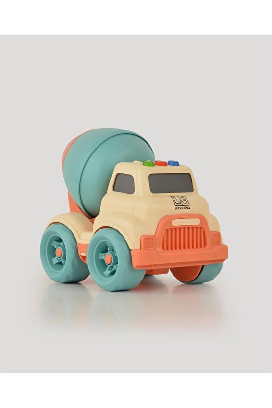 Lüx Bej Sesli Ve Işıklı Minik Mikser - Plastik Mikser - Kırılmaz Oyuncak - Kırılmaz Çimento Mikser -