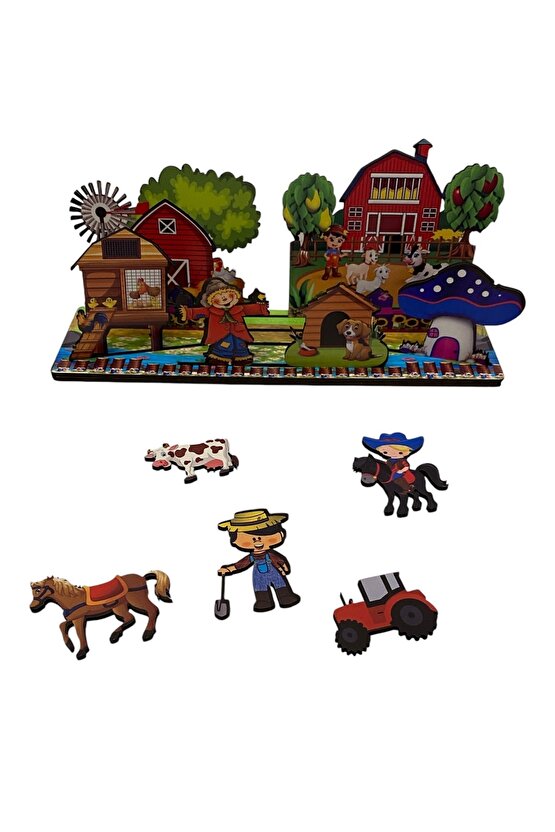 My Farm 24 Parçaahşap Oyuncak Kutu Oyunu Etkinlik Geliştirici Eğlenceli Kendin Çiftlik Kur Puzzle