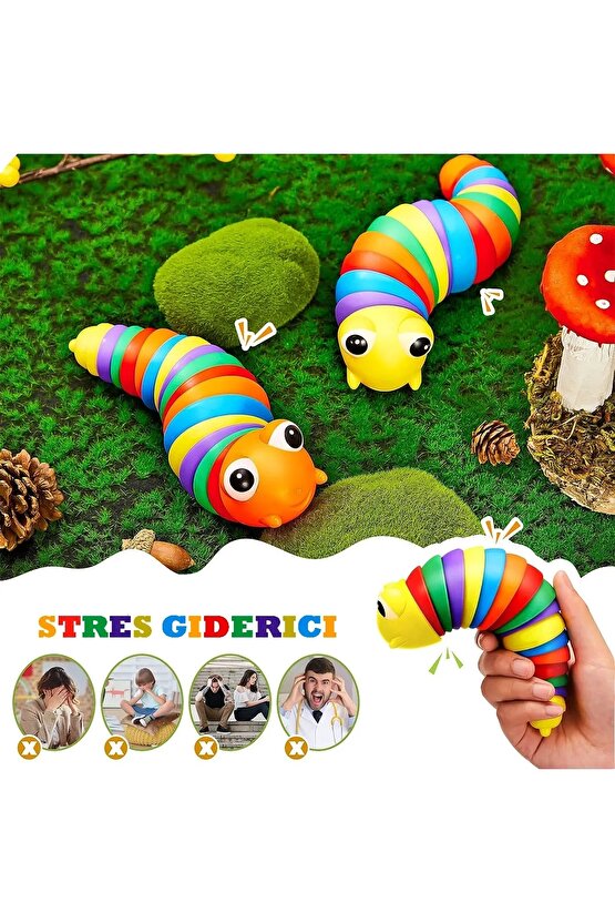 Söktak Eğlenceli Tırtıl Oyuncak - Stres ve Anksiyete Giderici Montessori Tırtıl Oyuncağı - Renkli Tı