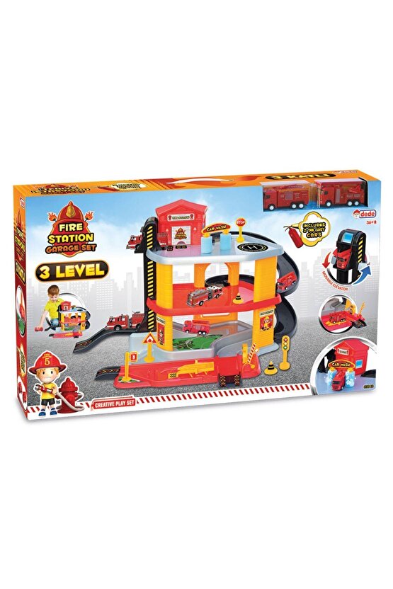 3 Katlı Itfaiye Garaj Seti - Otopark Seti - Araba Seti - Hotwheels Seti - Istasyon