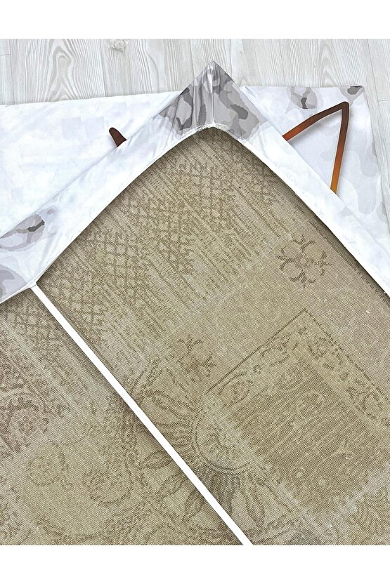 Luxaccessories Modern Desenli Bej,Mürdüm,Gold Renkte Halı Örtüsü (Lastikli) 200 X 300 DM-11