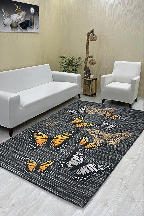 Luxaccessories Kelebek Desenli Halı Örtüsü (LASTİKLİ) 200 X 300 Dm-1