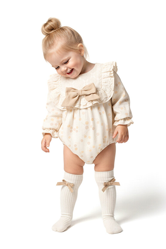 Kız Bebek Romper Kız Çocuk Romper Doğum Günü Parti Düğün Elbise Fiyonk Uzun Kol Romper