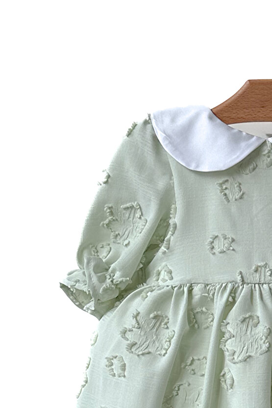 Kız Bebek Kız Çocuk Doğum Günü Parti Düğün Elbise Yarım Kol Astarlı Yakalı Çiçekli Elbise