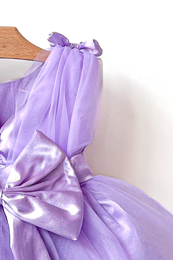 Kız Bebek Kız Çocuk Doğum Günü Parti Düğün Elbise Balonkol Fiyonklu Tüllü Tütü Astarlı