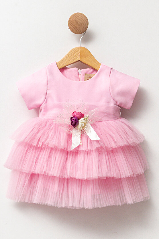 Kız Bebek Kız Çocuk Doğum Günü Parti Düğün Elbise Kısa Kol Kolsuz Fırfırlı Tüllü Tütülü Tütü Astarlı