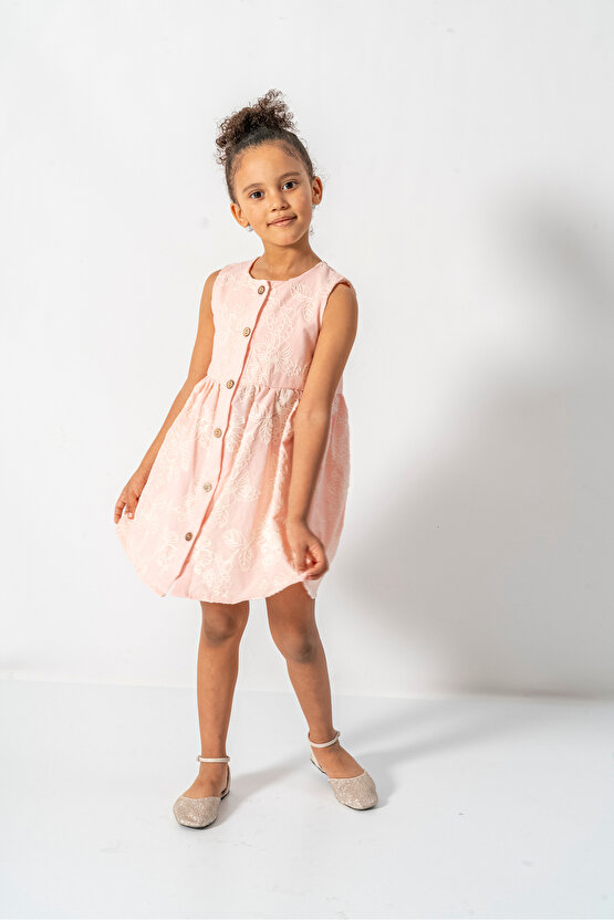 Kız Bebek Kız Çocuk Doğum Günü Parti Düğün Elbise Kısa Kol Kolsuz Astarlı