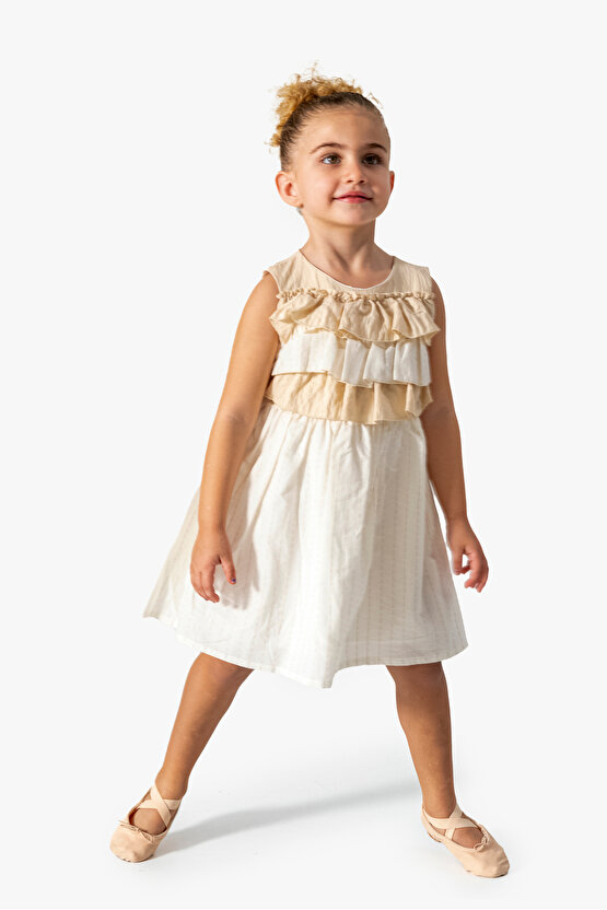 Kız Bebek Kız Çocuk Doğum Günü Parti Düğün Elbise Kısa Kol Kolsuz Astarlı