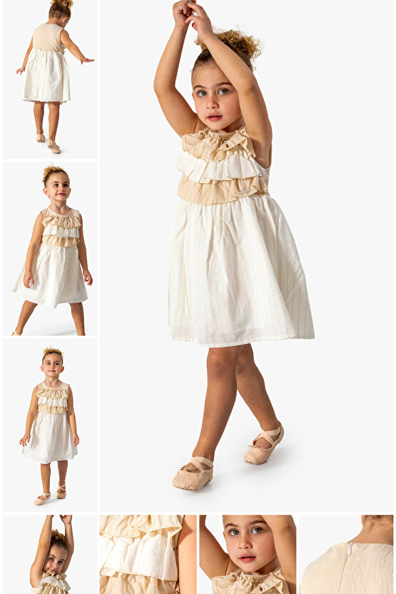 Kız Bebek Kız Çocuk Doğum Günü Parti Düğün Elbise Kısa Kol Kolsuz Astarlı