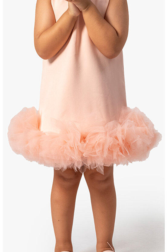 Kız Bebek Kız Çocuk Doğum Günü Parti Düğün Elbise Kısa Kol Kolsuz Fırfırlı Tüllü Tütülü Tütü Astarlı