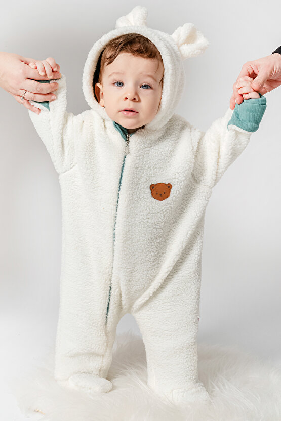 Welsoft Peluş Kuzu Katlanır Eldivenli %100 Pamuk Astar Unisex Kız Erkek Çocuk Bebek Uyku Tulumu