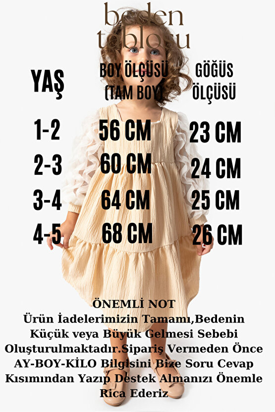 Kız Bebek Elbise Kız Çocuk Elbise Doğum Günü Parti Düğün Tütü Tüllü Uzun Kollu Astarlı Elbise