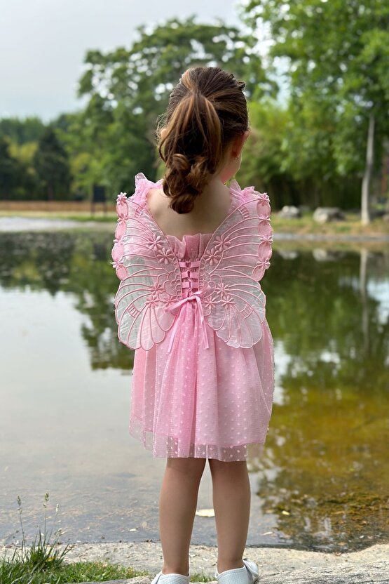 Kız Bebek Elbise Kız Çocuk Elbise Doğum Günü Parti Düğün Elbise Dantelli Kısa Kol Astarlı Elbise